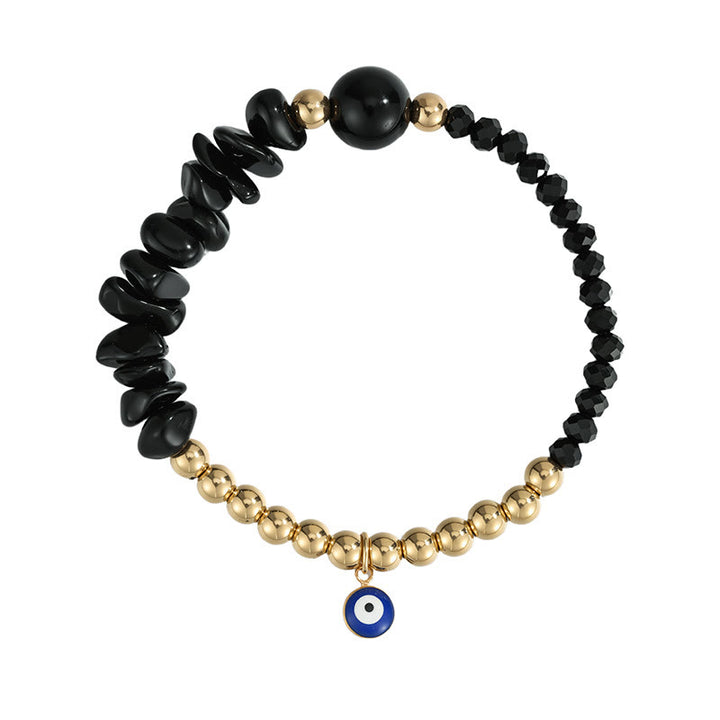 Olivenorma Crystal Chip Evil‑Eye‑Design Charm Symbol Bracelet - Obsidian - image 15