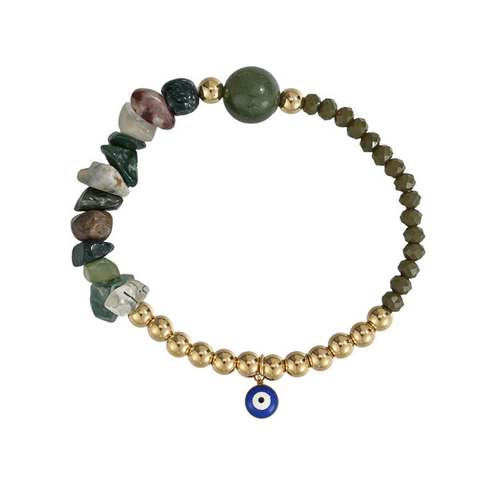 Olivenorma Crystal Chip Evil‑Eye‑Design Charm Symbol Bracelet - Indian Agate - image 19