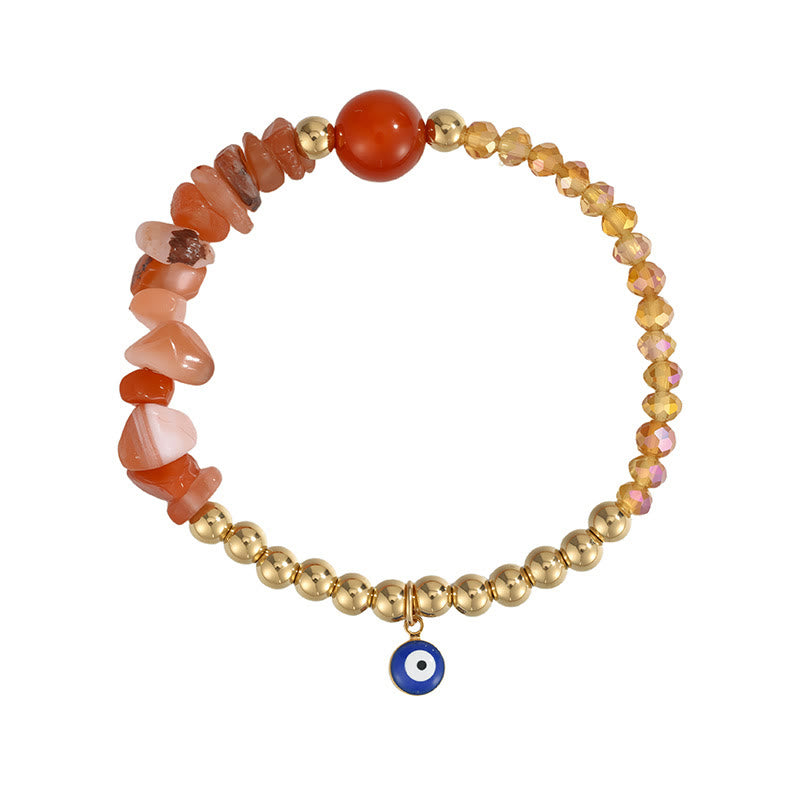 Olivenorma Crystal Chip Evil‑Eye‑Design Charm Symbol Bracelet - Red Agate - image 7