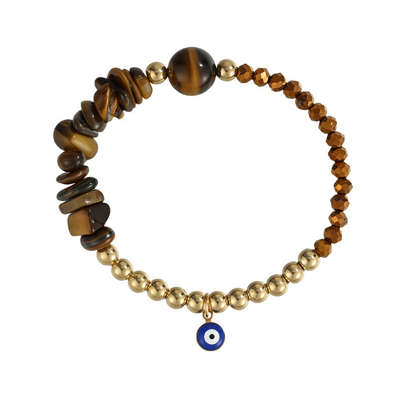 Olivenorma Crystal Chip Evil‑Eye‑Design Charm Symbol Bracelet - Tiger's Eye - image 23