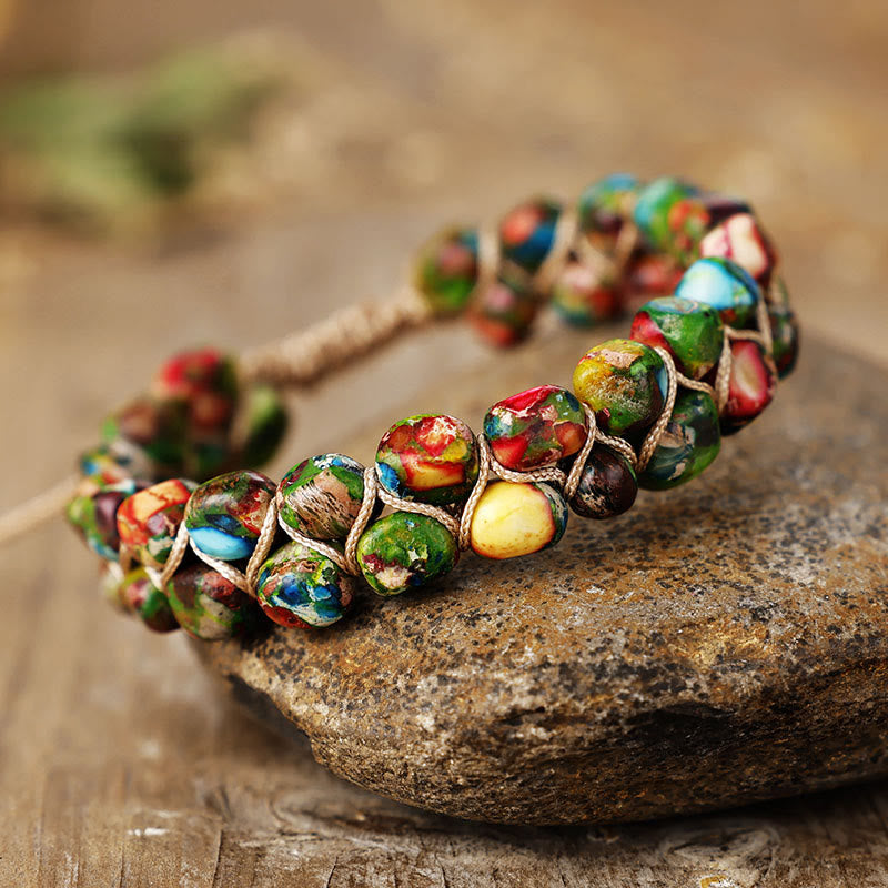 Olivenorma Emperor Stone Chip Bracelet Design Bohemian Symbol Bracelet - Rainbow Multi Color - image 6