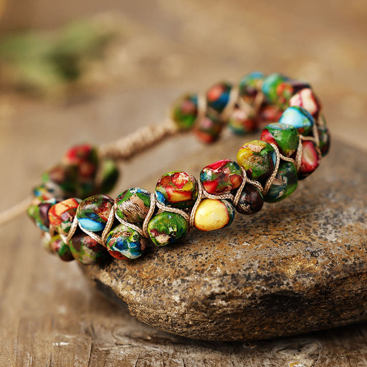 Olivenorma Emperor Stone Chip Bracelet Design Bohemian Symbol Bracelet - Rainbow Multi Color - image 6