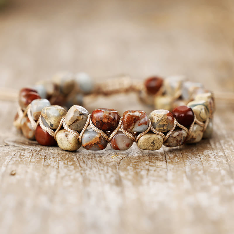 Olivenorma Emperor Stone Chip Bracelet Design Bohemian Symbol Bracelet - Earth Tone - image 1