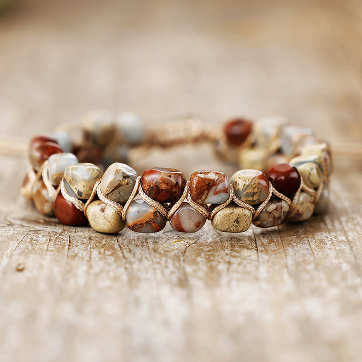 Olivenorma Emperor Stone Chip Bracelet Design Bohemian Symbol Bracelet - Earth Tone - image 1