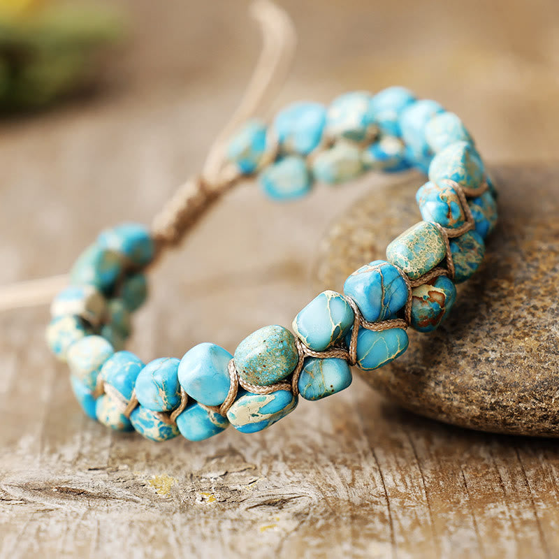 Olivenorma Emperor Stone Chip Bracelet Design Bohemian Symbol Bracelet - Turquoise Blue - image 0