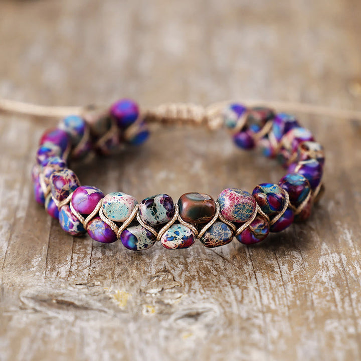 Olivenorma Emperor Stone Chip Bracelet Design Bohemian Symbol Bracelet - Purple Multi Fleck - image 5