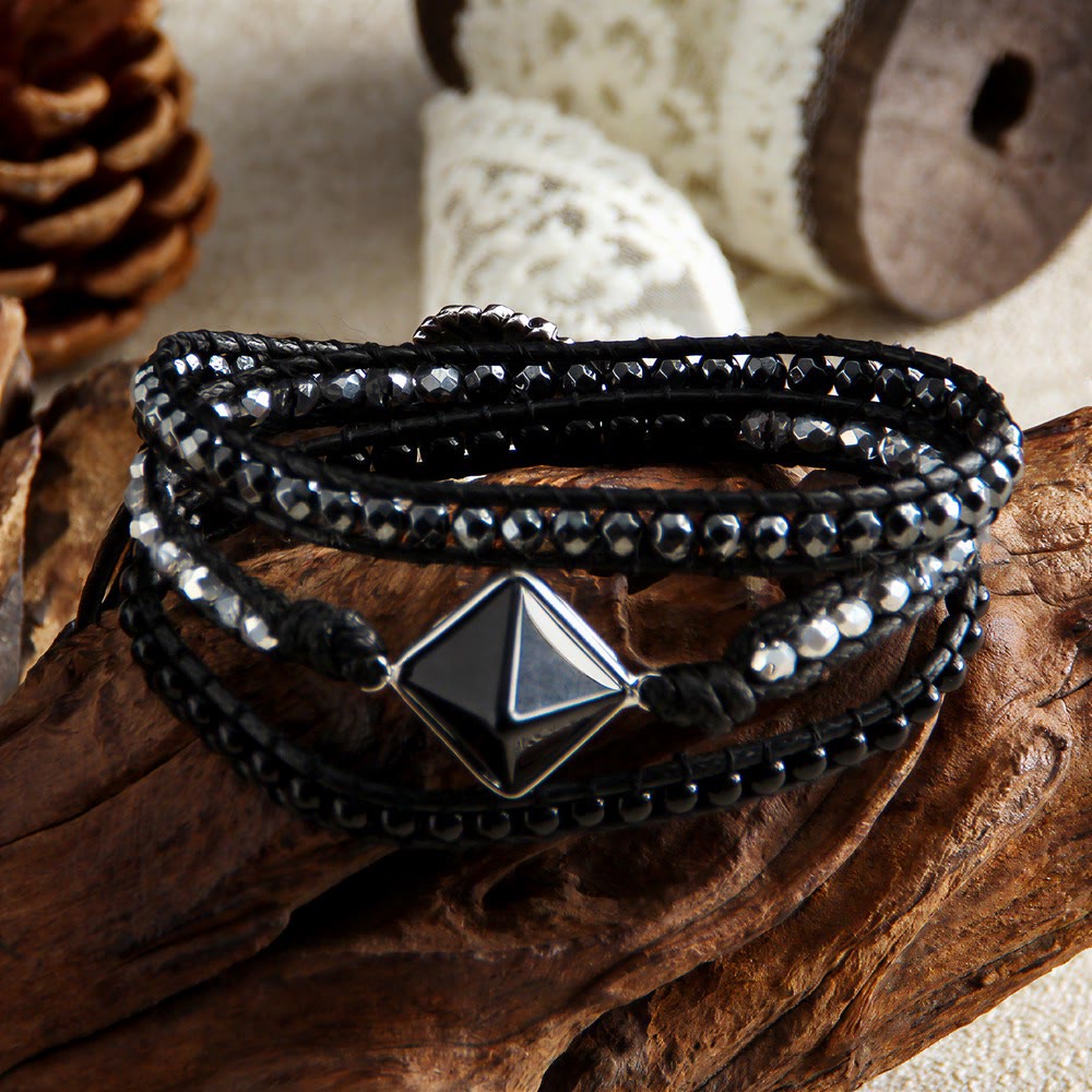 Olivenorma Natural Tiger Eye Magnetic Hand‑Woven Wrap Energy Symbol Bracelet - image 3