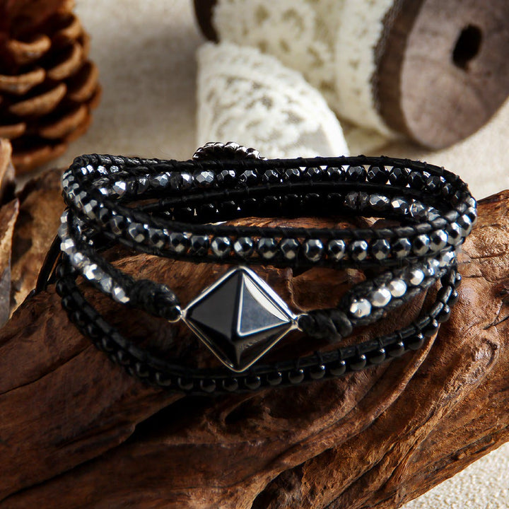 Olivenorma Natural Tiger Eye Magnetic Hand‑Woven Wrap Energy Symbol Bracelet - image 3