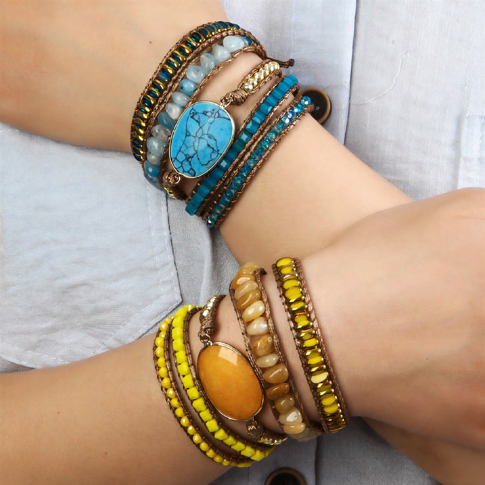 Olivenorma Hematite Multi‑Row Hand‑Woven Boho Casual Balance Symbol Bracelet - image 7