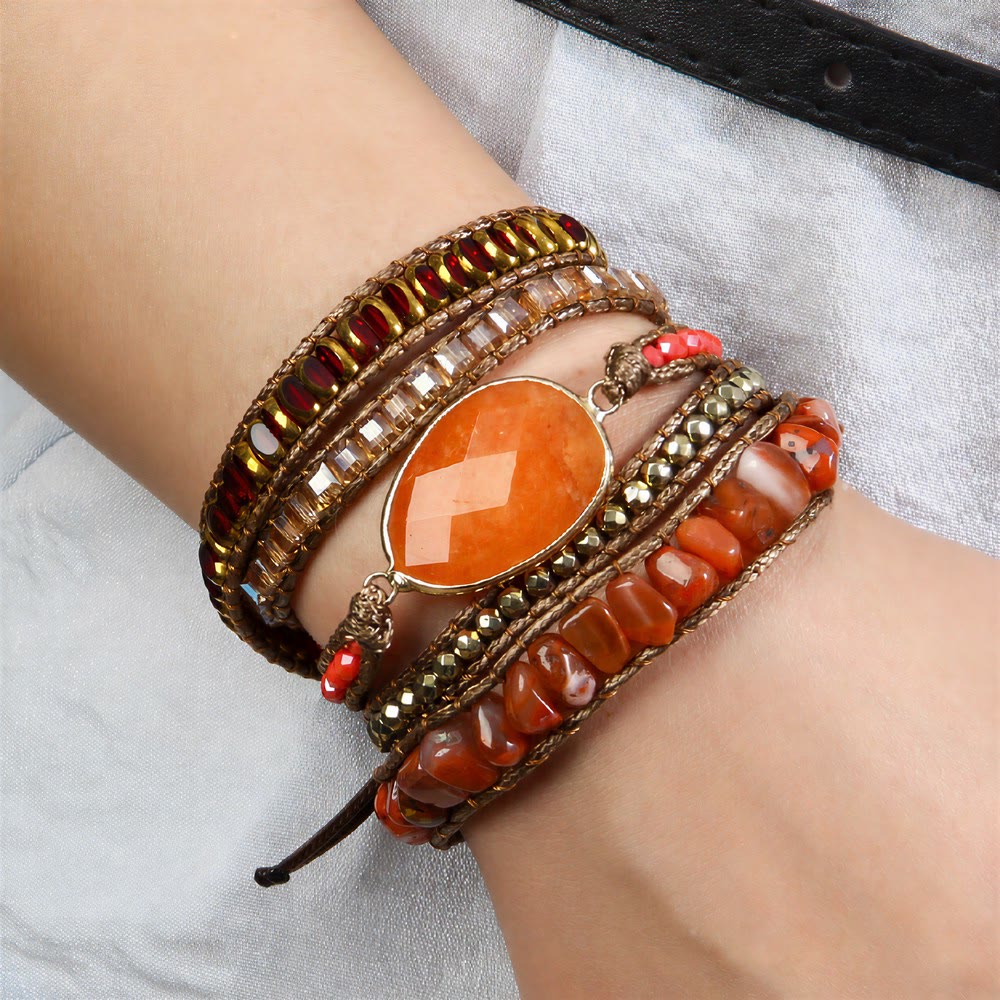 Olivenorma Hematite Multi‑Row Hand‑Woven Boho Casual Balance Symbol Bracelet - image 2