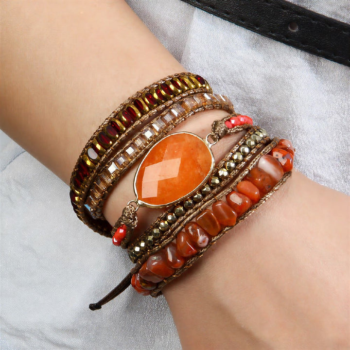 Olivenorma Hematite Multi‑Row Hand‑Woven Boho Casual Balance Symbol Bracelet - image 2