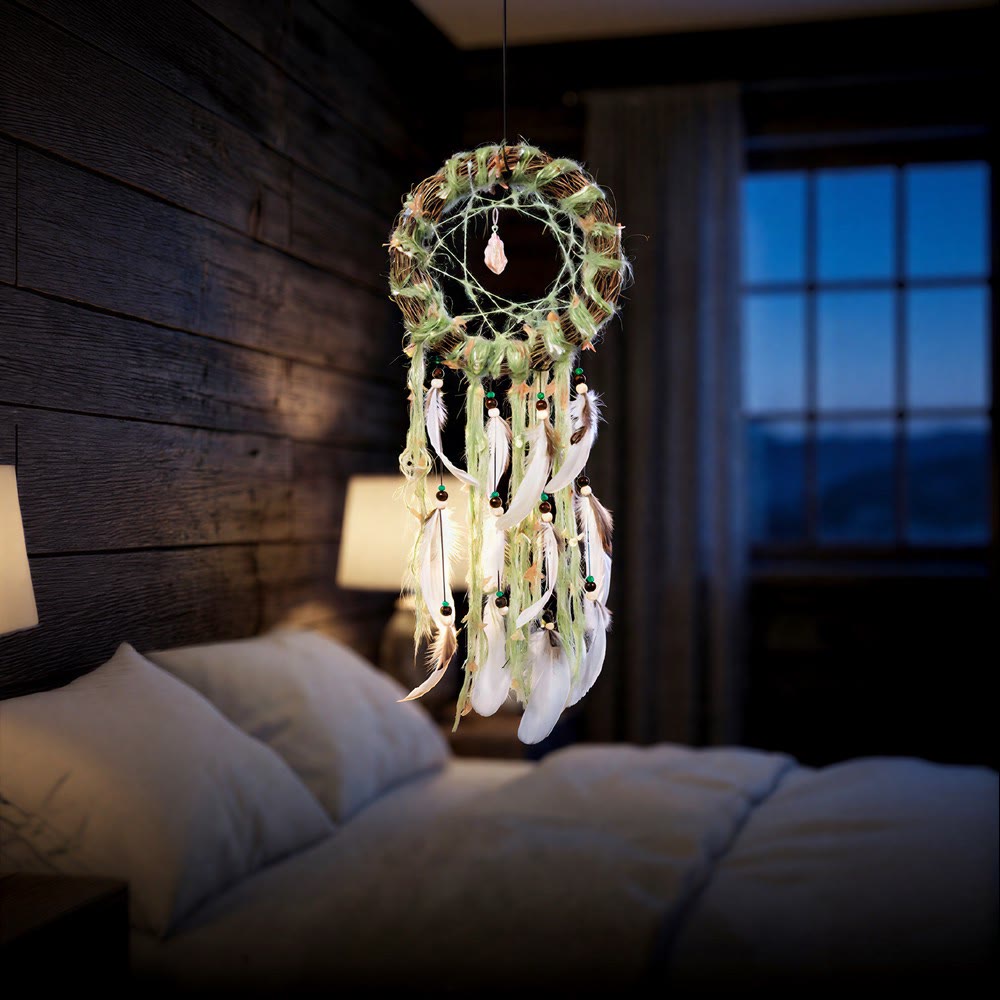 Olivenorma Feather Wood Twig Beaded Cord Boho Nature Symbol Dream Catcher - image 4