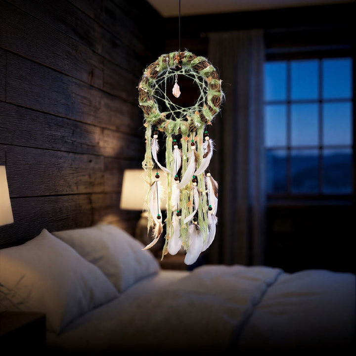 Olivenorma Feather Wood Twig Beaded Cord Boho Nature Symbol Dream Catcher - image 4