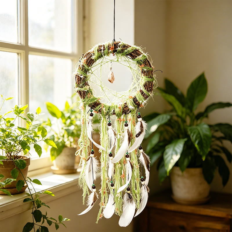 Olivenorma Feather Wood Twig Beaded Cord Boho Nature Symbol Dream Catcher - image 2