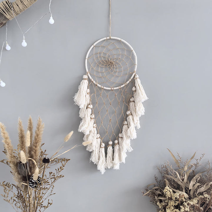 Olivenorma Jute Rope Beige Tassels Hand‑Woven Peace Symbol Dream Catcher - image 2