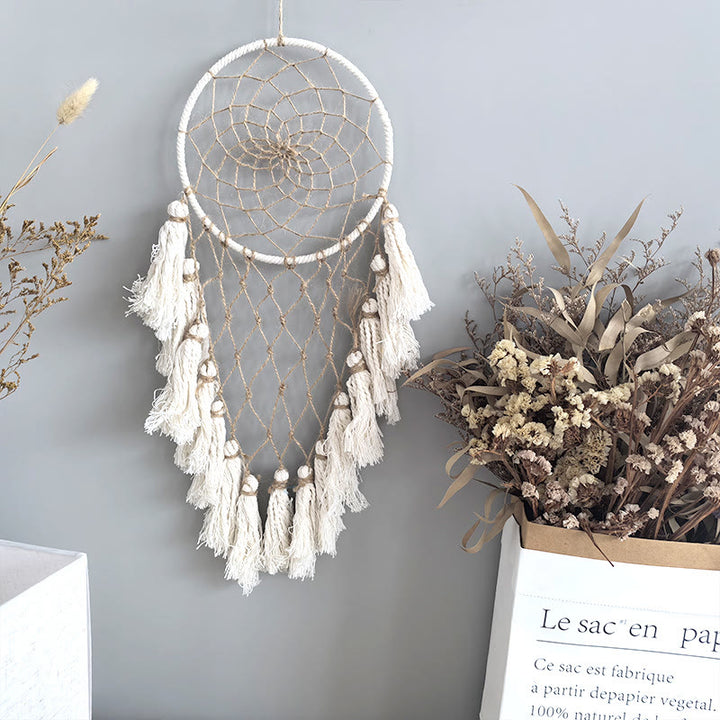 Olivenorma Jute Rope Beige Tassels Hand‑Woven Peace Symbol Dream Catcher - image 1