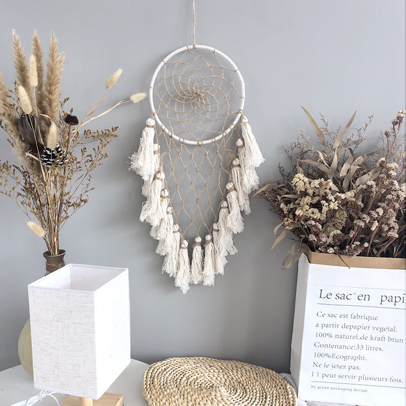 Olivenorma Jute Rope Beige Tassels Hand‑Woven Peace Symbol Dream Catcher - image 3