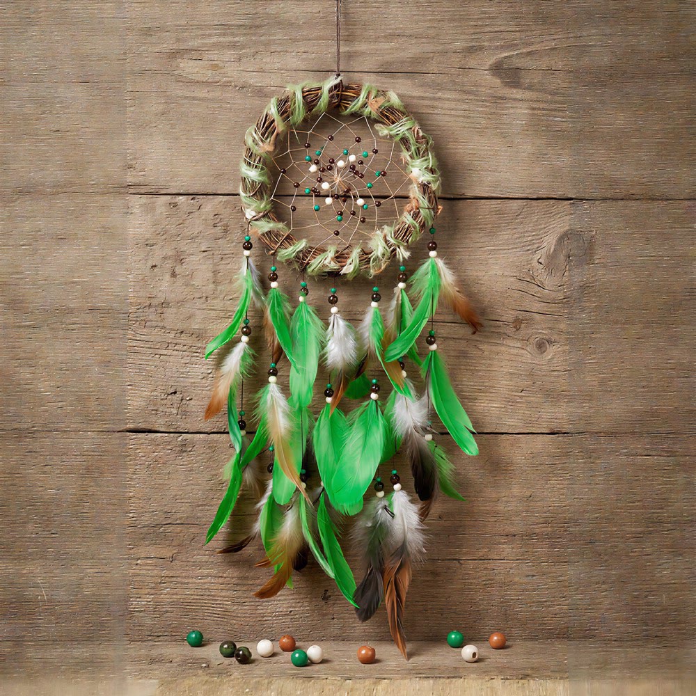 Olivenorma Feathers Beads Cord Wood Twig Hand‑Woven Nature Symbol Dream Catcher - image 5