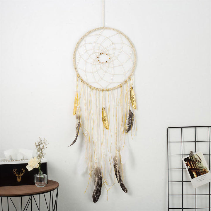 Olivenorma Feathers Cotton Cords Hand‑Woven Peace Symbol Dream Catcher - Feathers Cotton Cords - image 0