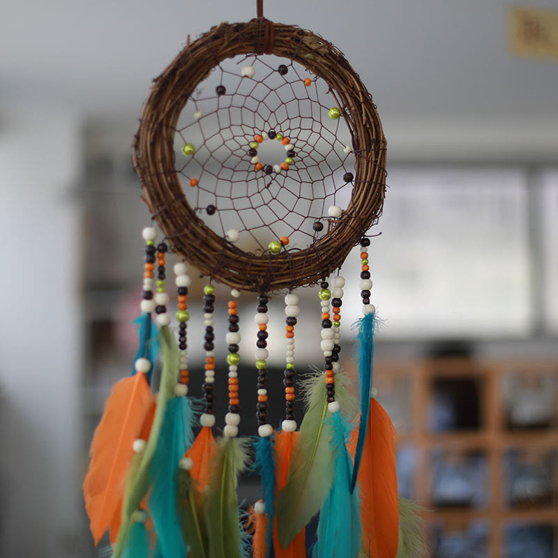 Olivenorma Rattan Feathers Mixed Beads Bohemian Nature Symbol Dream Catcher - image 4