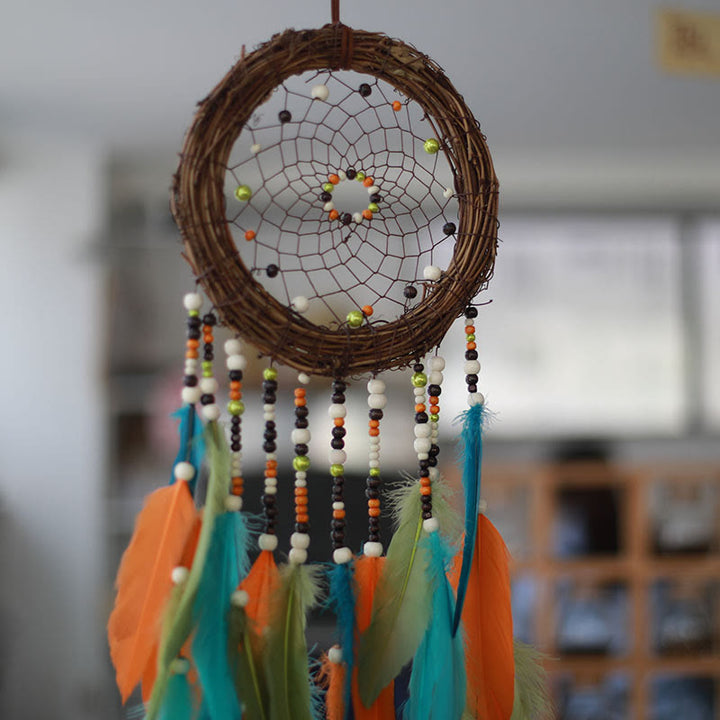 Olivenorma Rattan Feathers Mixed Beads Bohemian Nature Symbol Dream Catcher - image 4