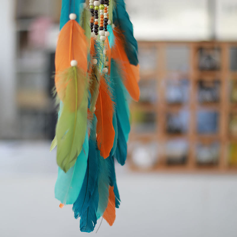 Olivenorma Rattan Feathers Mixed Beads Bohemian Nature Symbol Dream Catcher - image 6