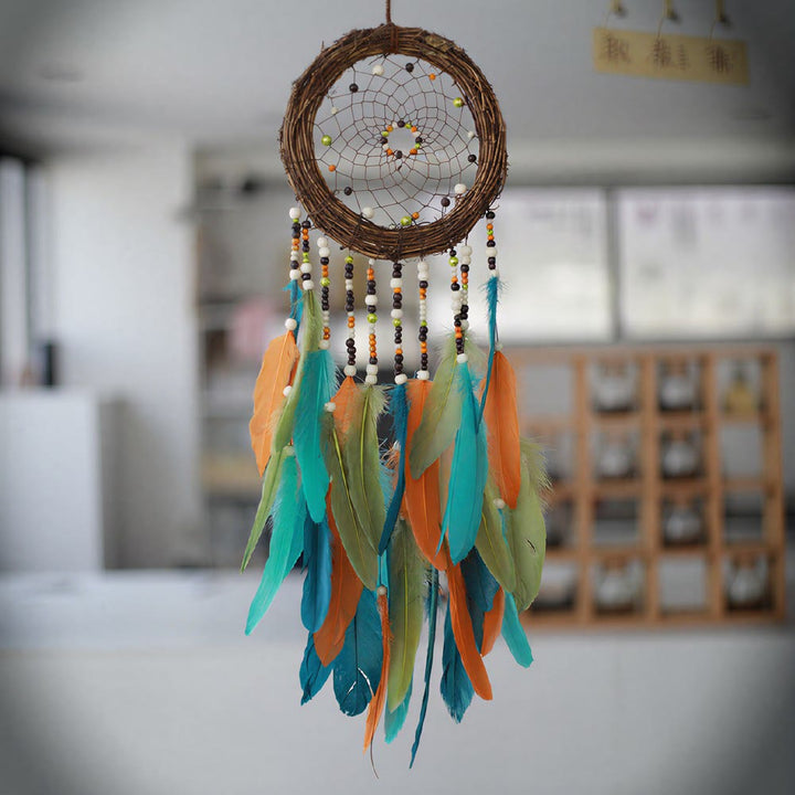 Olivenorma Rattan Feathers Mixed Beads Bohemian Nature Symbol Dream Catcher - image 1