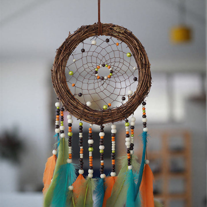 Olivenorma Rattan Feathers Mixed Beads Bohemian Nature Symbol Dream Catcher - image 5