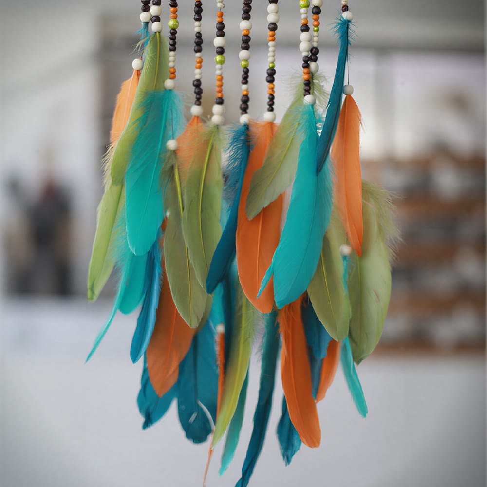 Olivenorma Rattan Feathers Mixed Beads Bohemian Nature Symbol Dream Catcher - image 8