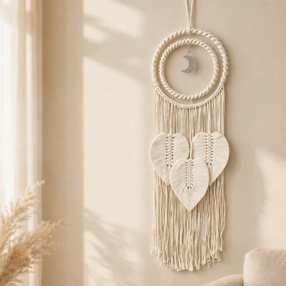Olivenorma Cotton Cord Macrame Moon Charm Hand‑Crafted Serenity Symbol Dream Catcher - image 3