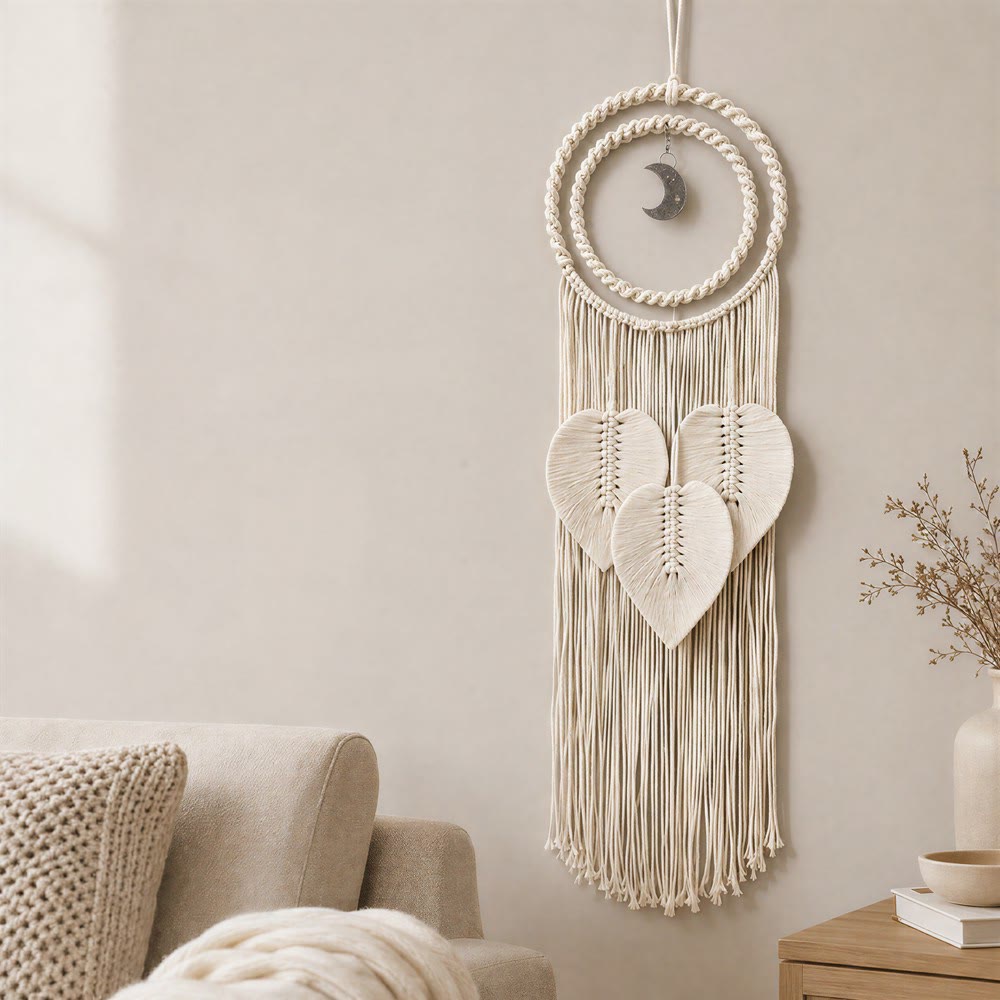Olivenorma Cotton Cord Macrame Moon Charm Hand‑Crafted Serenity Symbol Dream Catcher - image 1