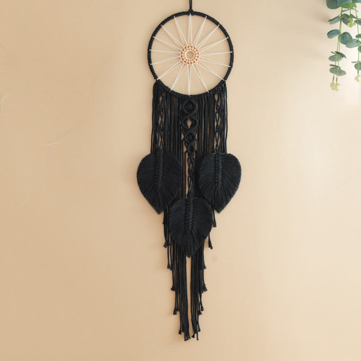 Olivenorma Cotton Cord Macrame Leaves Tassels Bohemian Nature Symbol Dream Catcher - Black - image 5