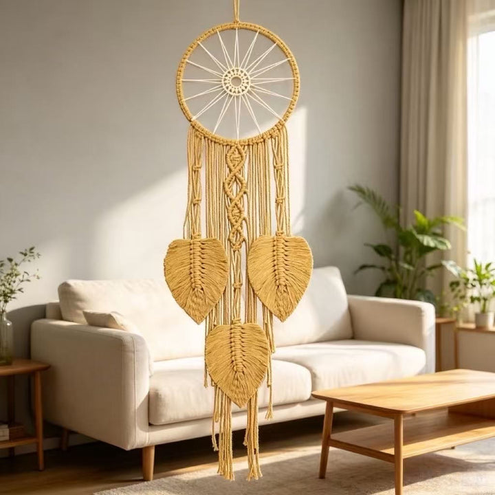 Olivenorma Cotton Cord Macrame Leaves Tassels Bohemian Nature Symbol Dream Catcher - Khaki - image 7