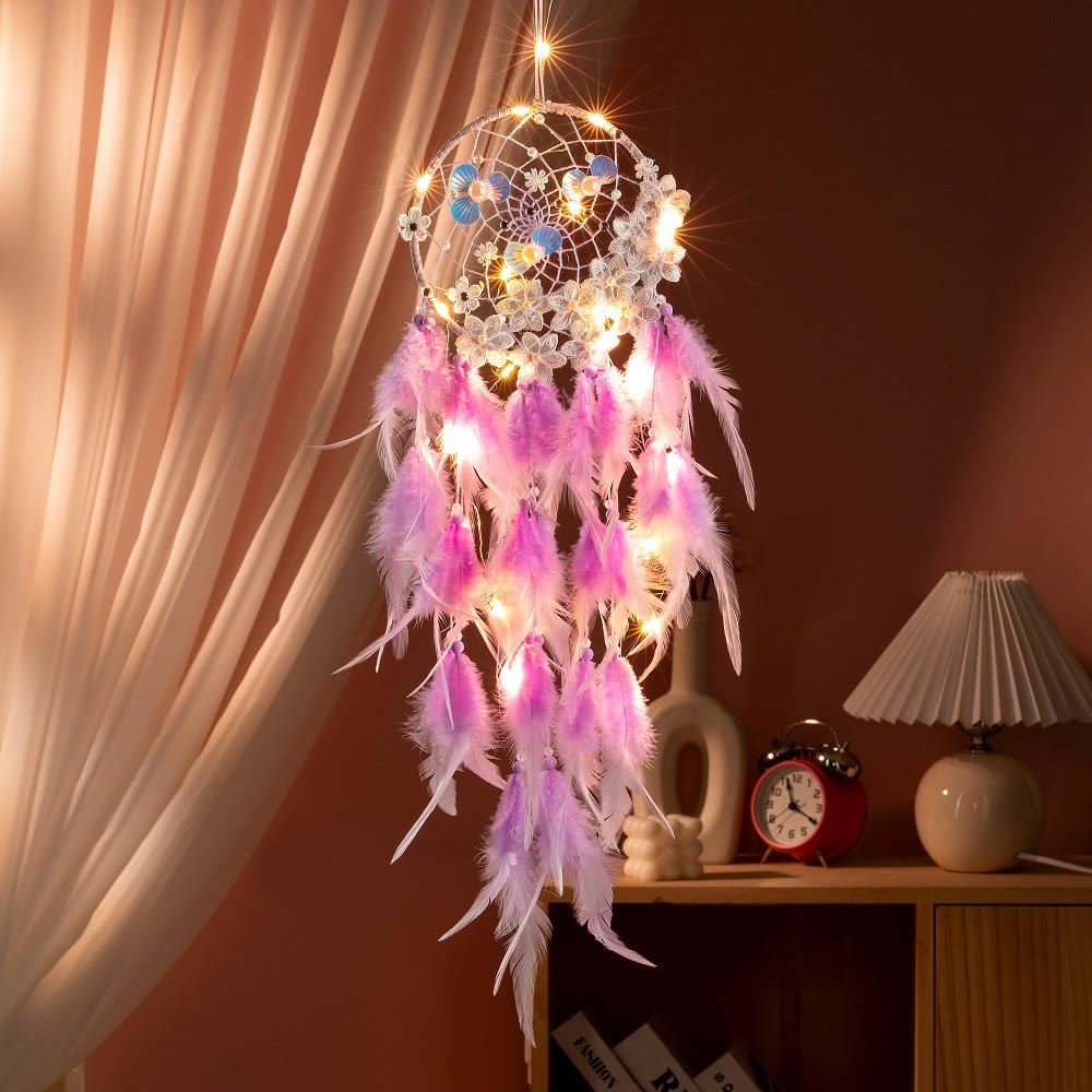 Olivenorma Iron‑Ring Feather Plastic‑Pearl Good‑Dreams Dream Catcher - Purple - Without Light - image 3