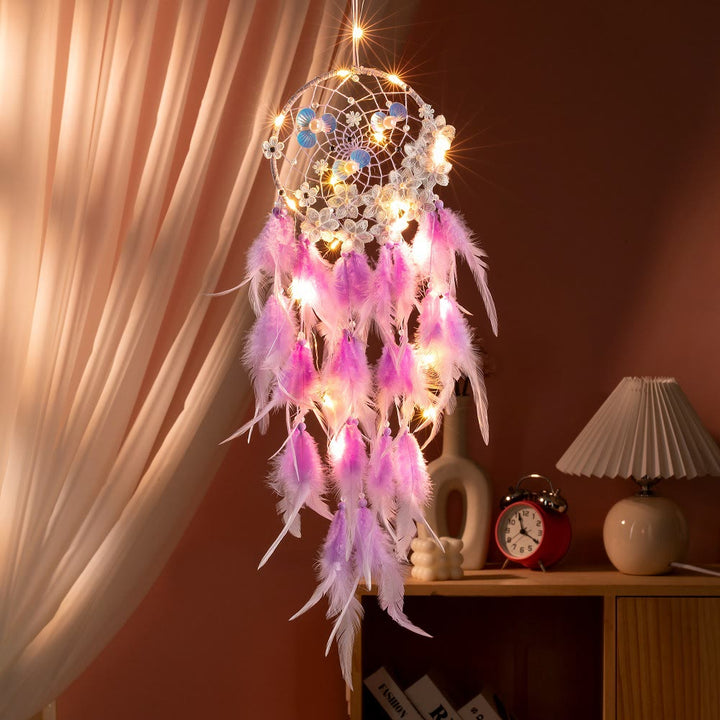 Olivenorma Iron‑Ring Feather Plastic‑Pearl Good‑Dreams Dream Catcher - Purple - Without Light - image 3