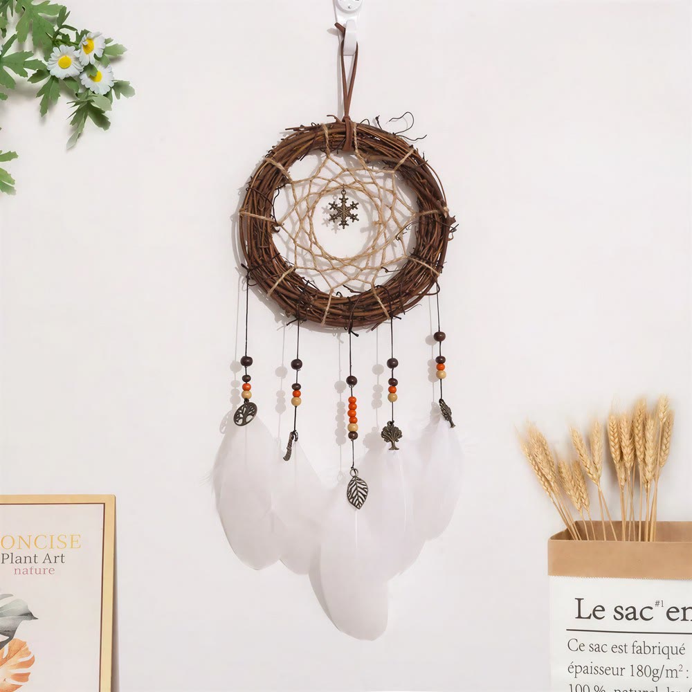 Olivenorma Feather Iron‑Rings Leather‑Straps Blessing Dream Catcher - Without Led Light - image 0