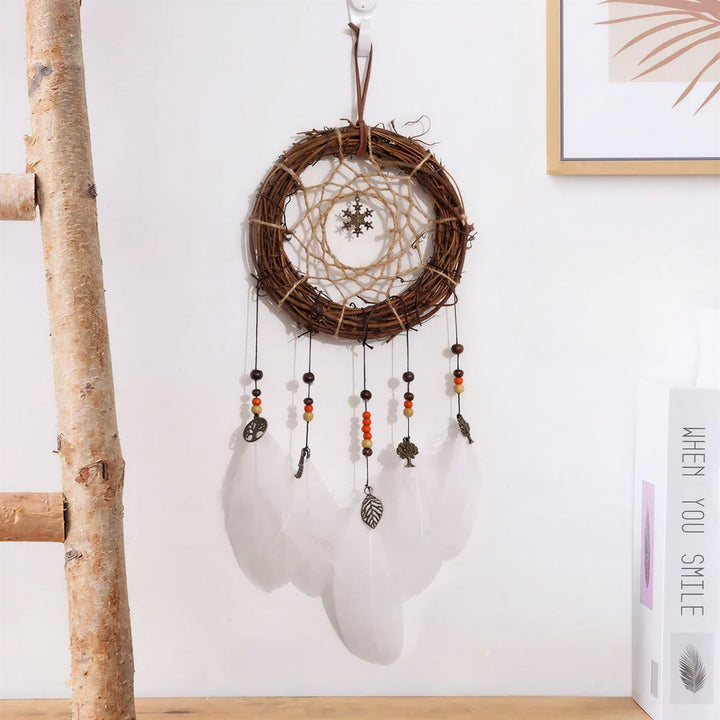 Olivenorma Feather Iron‑Rings Leather‑Straps Blessing Dream Catcher - image 3
