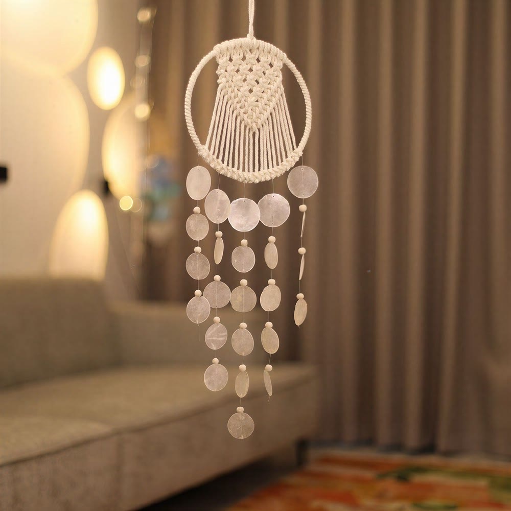 Olivenorma Iron‑Hoop Cotton‑Strings Shell Macrame Blessing Dream Catcher - Iron hoop shell - image 0