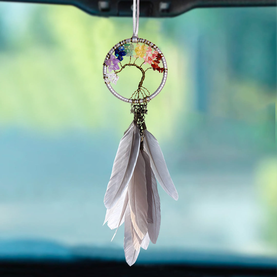 Olivenorma Metal‑Hoop Feather Bohemian Wishful‑Blessing Dream Catcher - Rainbow Crystal‑Neutral Grey - image 7