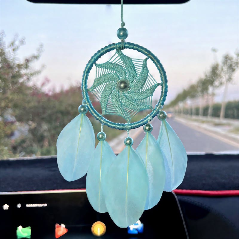 Olivenorma Metal‑Hoop Feather Bohemian Wishful‑Blessing Dream Catcher - Mini Windmill‑Blue - image 9