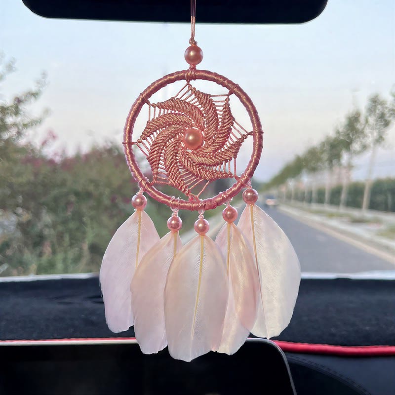 Olivenorma Metal‑Hoop Feather Bohemian Wishful‑Blessing Dream Catcher - Mini Windmill‑Pink - image 10