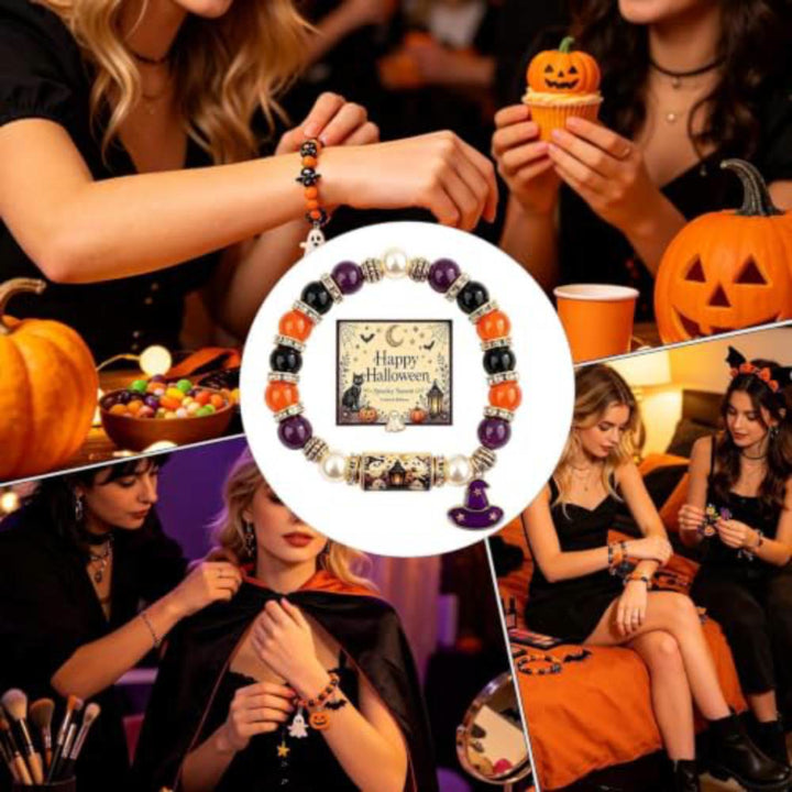 FREE Today: Halloween Beaded Ghost Black Cat Pumpkin Bracelet - image 1