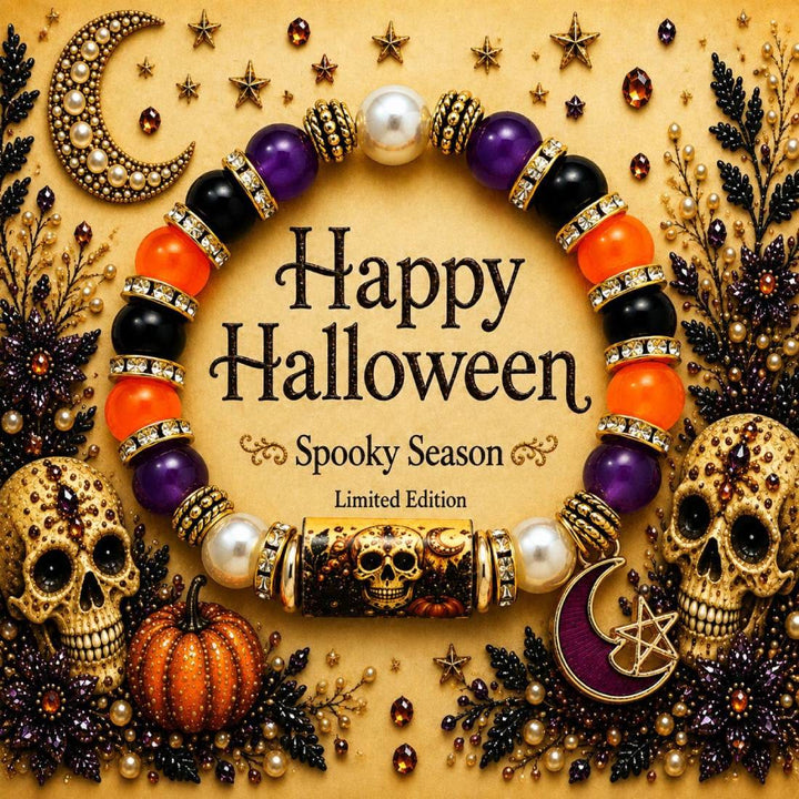 FREE Today: Halloween Beaded Ghost Black Cat Pumpkin Bracelet - Skeleton - image 3