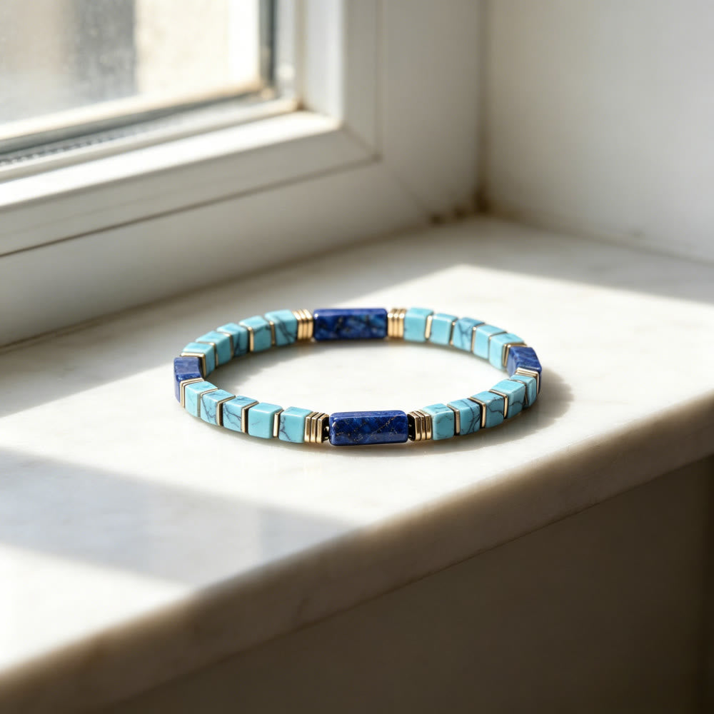 FREE Today: Natural Textured Turquoise Lapis Lazuli Square Tube Beaded Bracelet Attract Wealth Abundance Prosperity - image 7