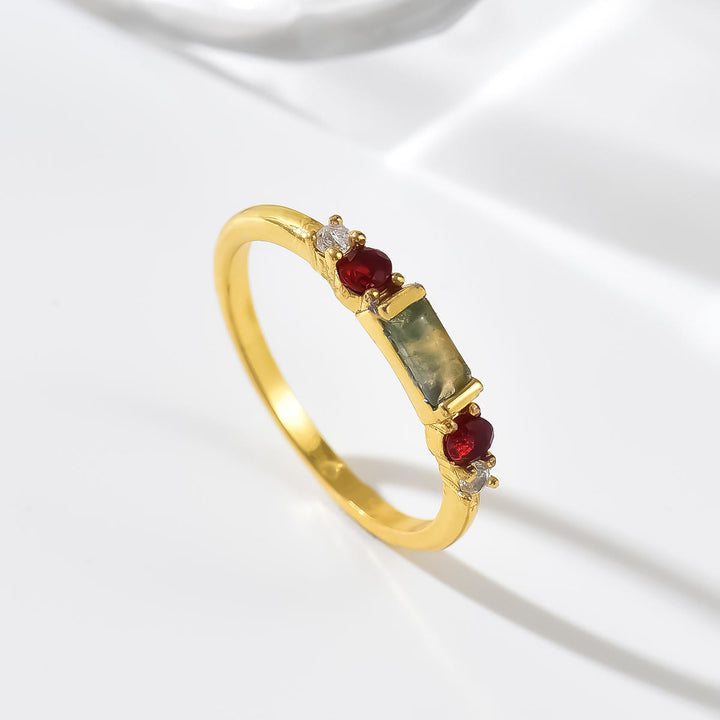 FREE Today: Deep Burgundy Cubic Synthetic Cubic Zirconiaia Moss Agate Wedding Engagement Ring - image 12