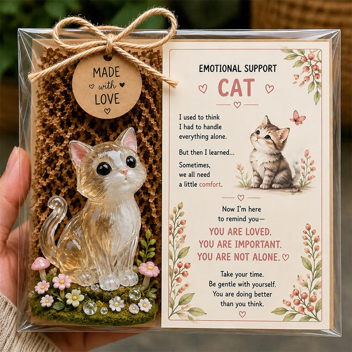 FREE Today: Emotional Support Acrylic Animal Gift, Recycled Glass Style Pocket Hug Figurine with Encouragement Card & Gift Box - Cat - image 8