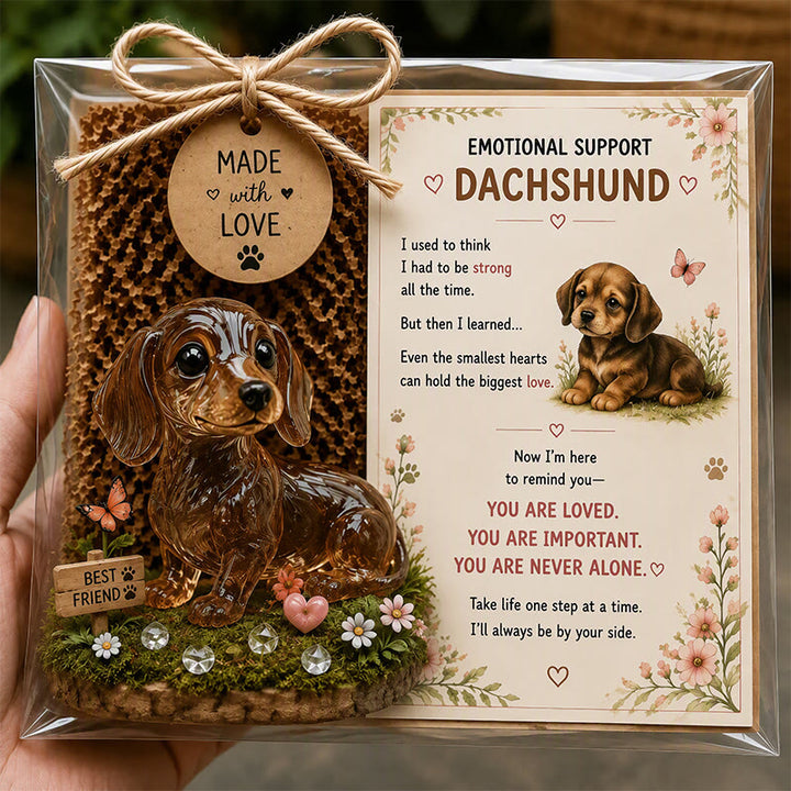 FREE Today: Emotional Support Acrylic Animal Gift, Recycled Glass Style Pocket Hug Figurine with Encouragement Card & Gift Box - Dachshund - image 14