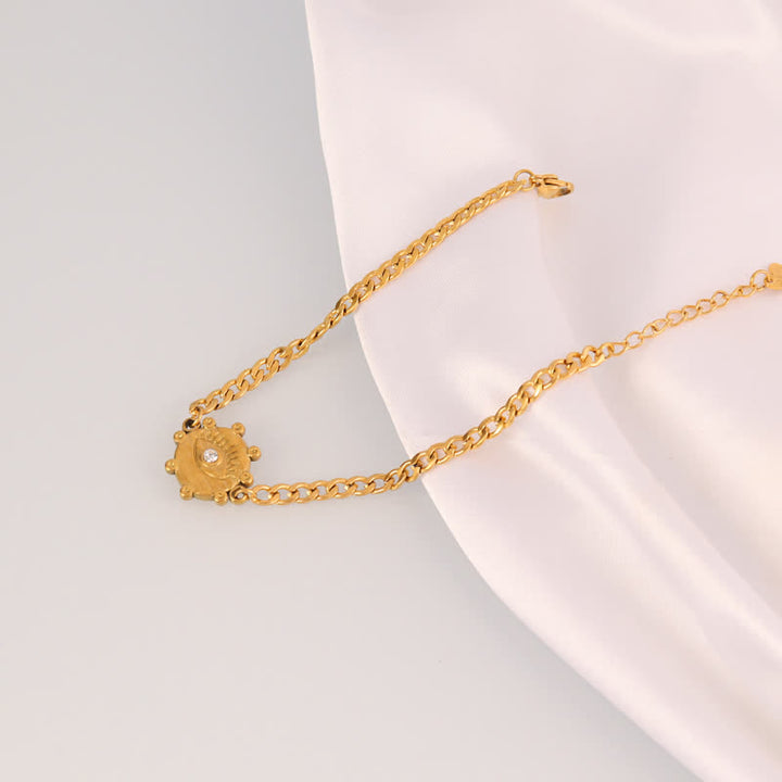 Olivenorma Stainless Steel Evil Eye Charm Design Protection Symbol Bracelet - Mini Sun Medallion - image 7