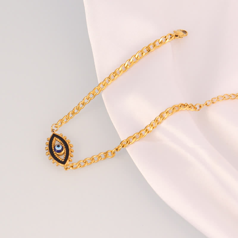 Olivenorma Stainless Steel Evil Eye Charm Design Protection Symbol Bracelet - Black Enamel Evil Eye - image 3