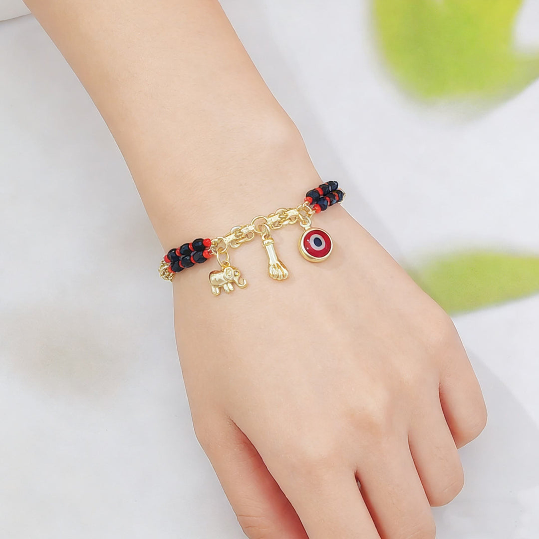 Olivenorma Copper Mixed Bead Multi‑Charm Design Blessing Symbol Bracelet - image 4